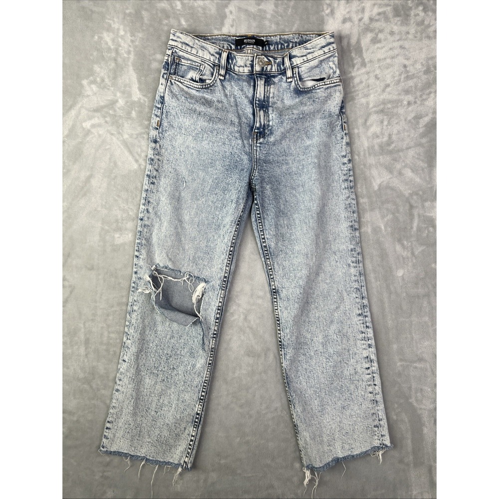 Hudson Jeans Womens 29 Blue Fray Light Wash Denim High Rise Distressed - Picture 1 of 12